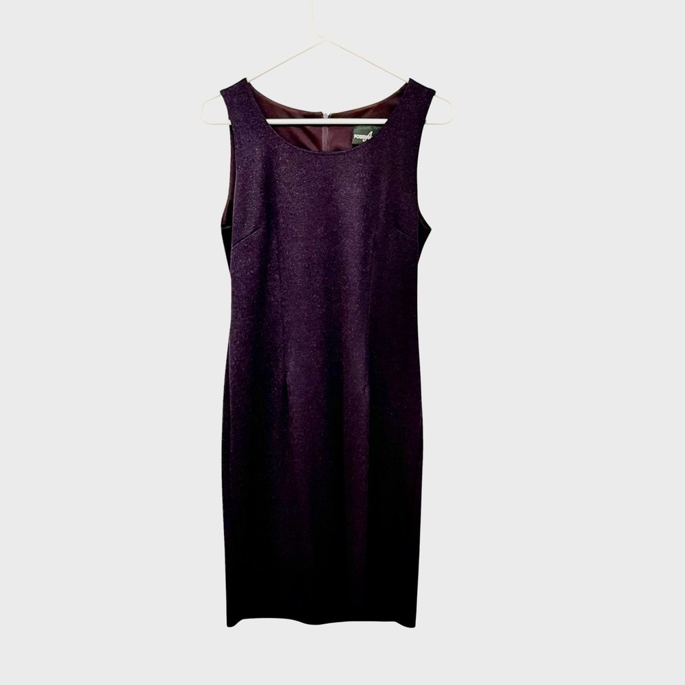 Crepe Knit Sleeveless Midi Sheath Plum Size 10 Office Chic Capsule Whimsigoth